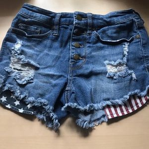 High rise denim shorts